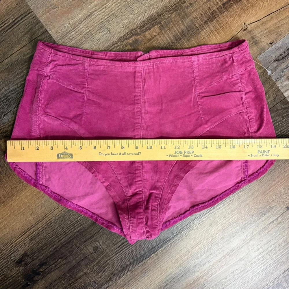 Free People We The Free Keep it Brief Shorts Med Magenta Corduroy High Waist